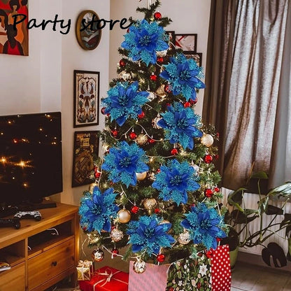 Blue Glitter Christmas Flower 2024 Xmas Tree